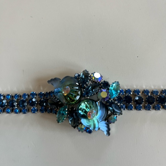 Vintage Edlee molded AB sapphire Bracelet-Rare piece - Picture 2 of 7